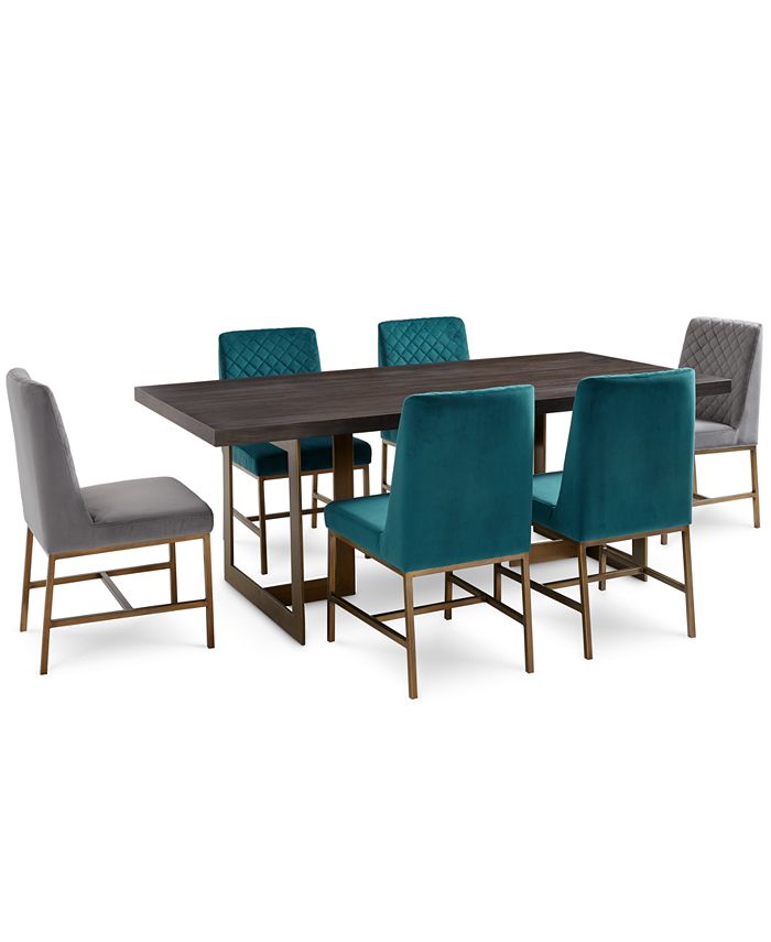Furniture Cambridge Dining Furniture 7 Pc Set Dining Table Teal Grey Side Chairs Created For Macy S Reviews Furniture Macy S