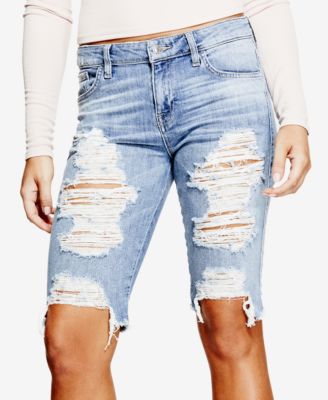 ripped bermuda jean shorts