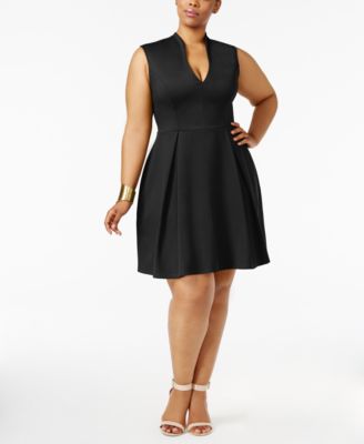 plus size black fit and flare dress