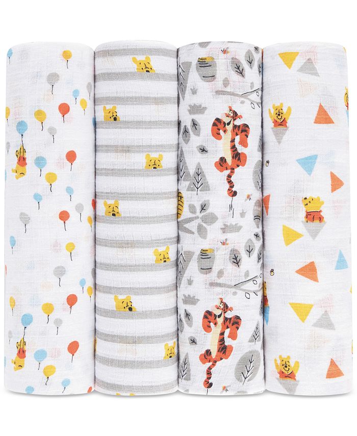 aden by aden + anais Baby Boys & Girls 4Pk. Winnie the Pooh Cotton