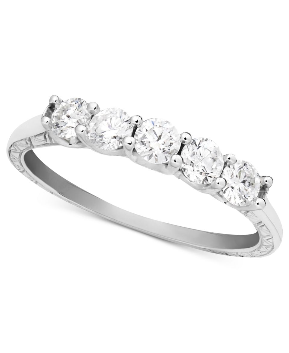 Diamond Ring, 18k White Gold Five Stone Diamond Band (1/2 ct. t.w.)