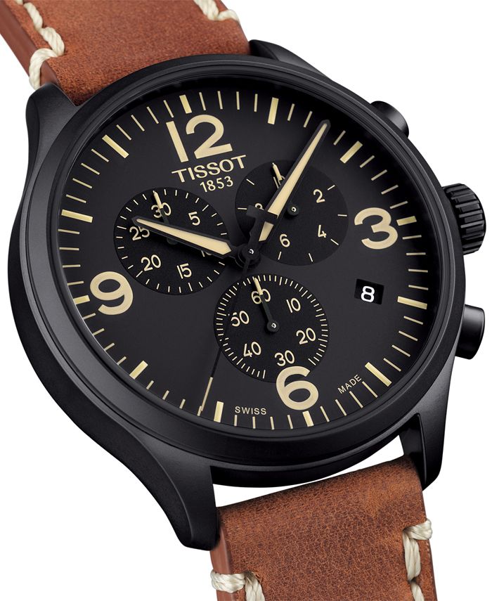 Tissot Men's Swiss Chrono XL Brown Leather Strap Watch 45mm & Reviews