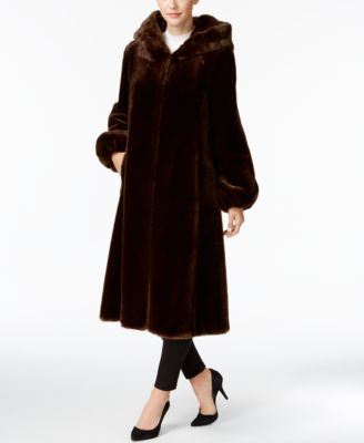 maxi faux fur coat with hood