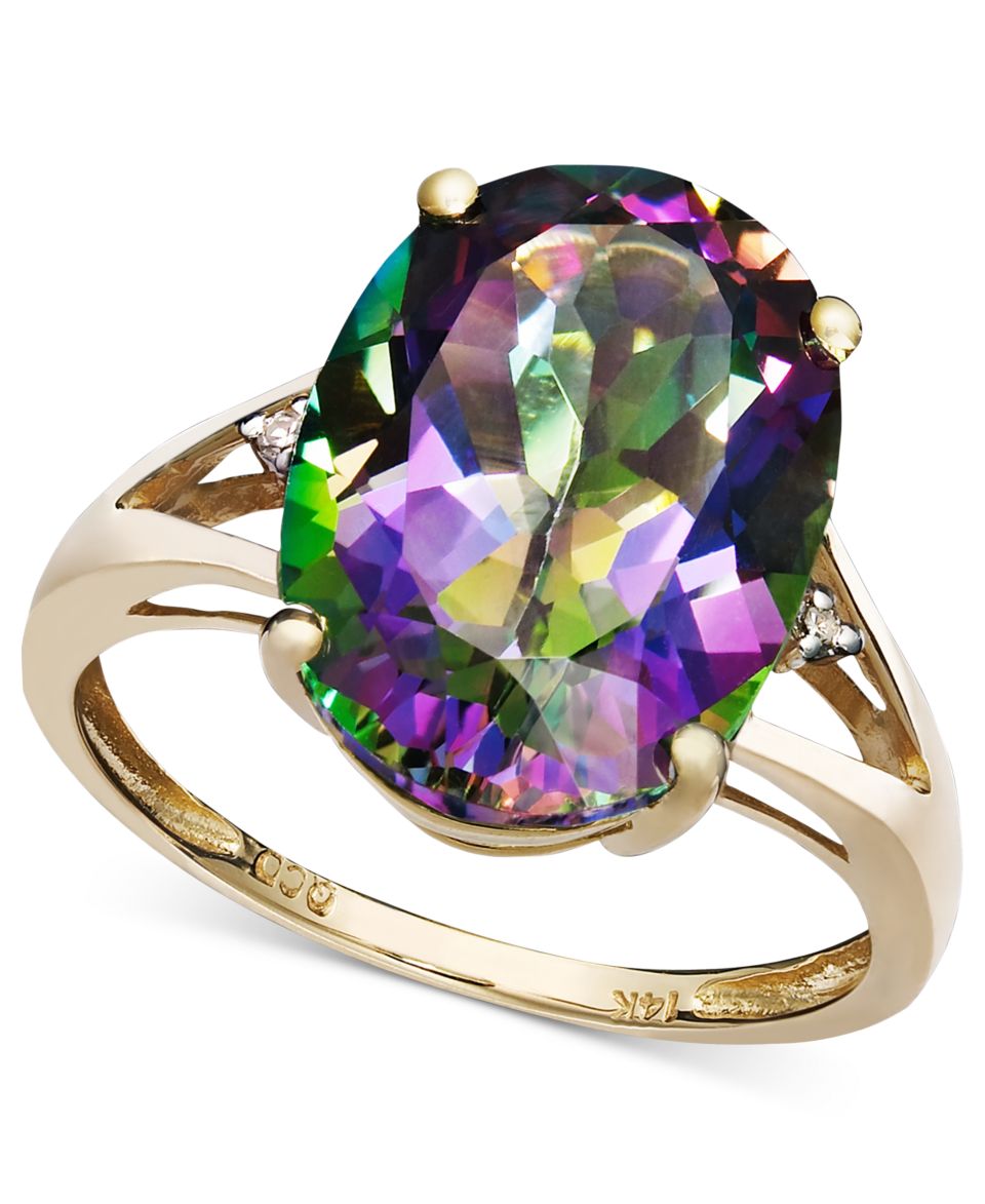 14k Gold Ring, Mystic Topaz (7 1/6 ct. t.w.) and Diamond Accent Oval