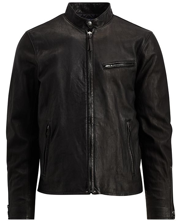 Polo Ralph Lauren Men's Café Racer Leather Jacket & Reviews - Coats ...