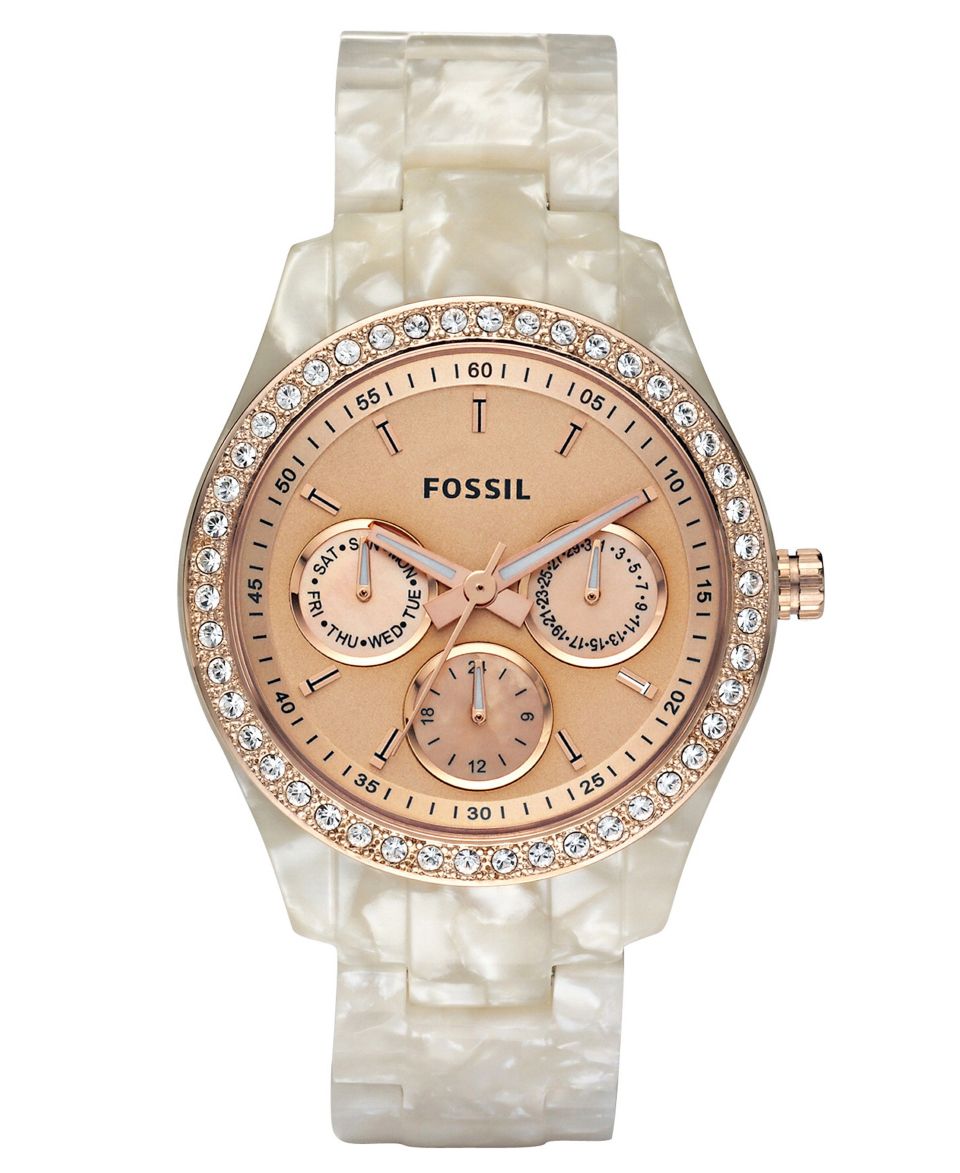 Fossil Watch, Womens Stella White Plastic Bracelet 37mm ES2887