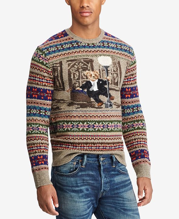 Polo Ralph Lauren Mens Iconic Bear Isle Sweater And Reviews Sweaters Men Macys