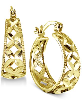 gold hoop earrings with flowers