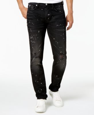 black paint splatter jeans mens