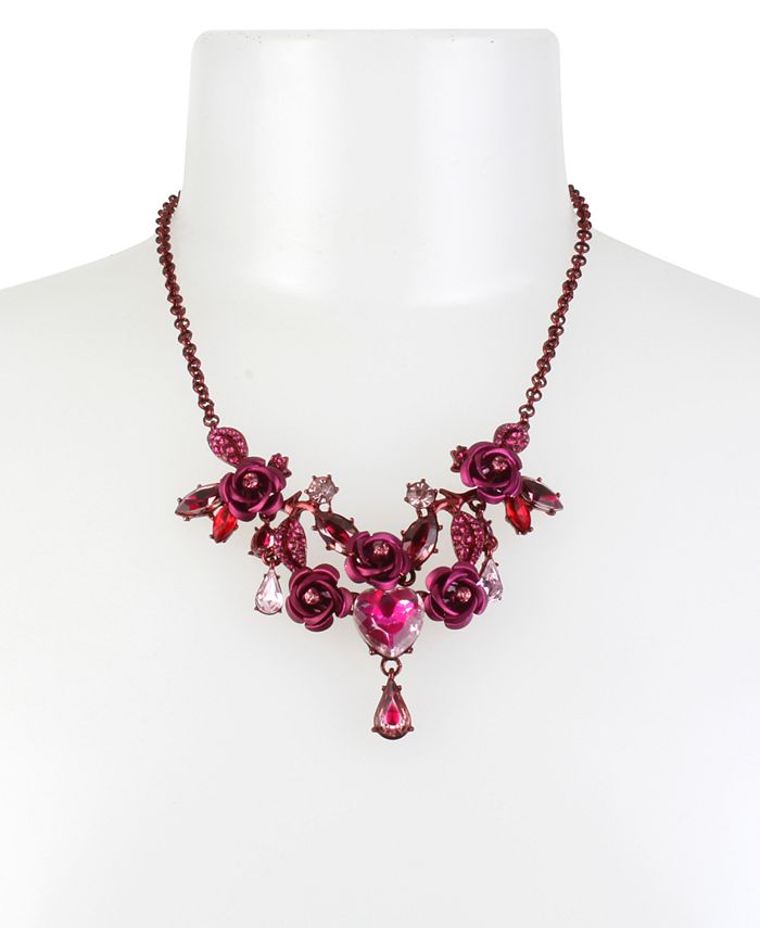 Betsey Johnson Pink-Tone Flower & Crystal Collar Necklace & Reviews ...