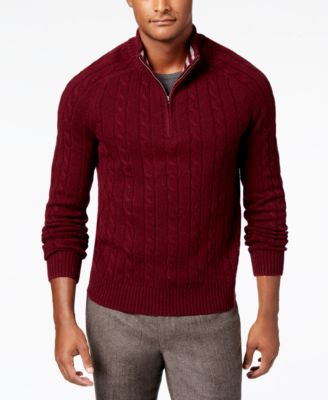 mens red quarter zip sweater