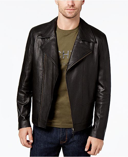 Daniel Hechter Paris Men S Leather Moto Jacket Reviews Coats Jackets Men Macy S