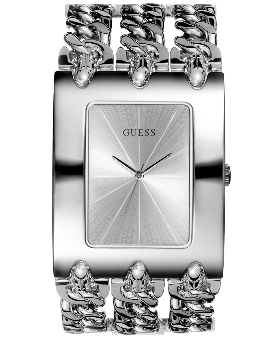 GUESS Watch, Womens Silver Tone Chain Bracelet 48x40mm U12640L1   All