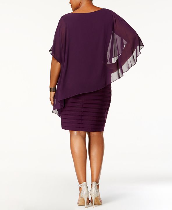 betsy and adam plus size capelet gown