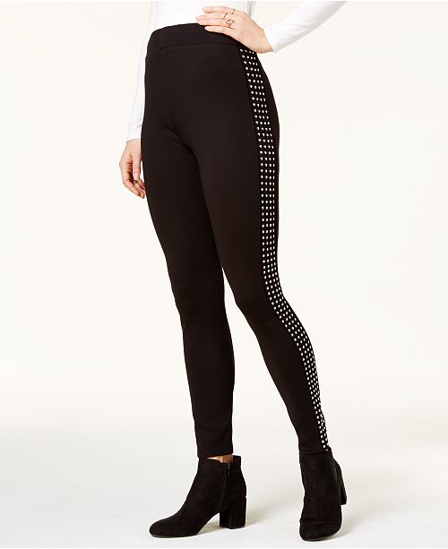 Bar Iii Studded Mid Rise Leggings Created For Macy S Reviews Pants Leggings Women Macy S