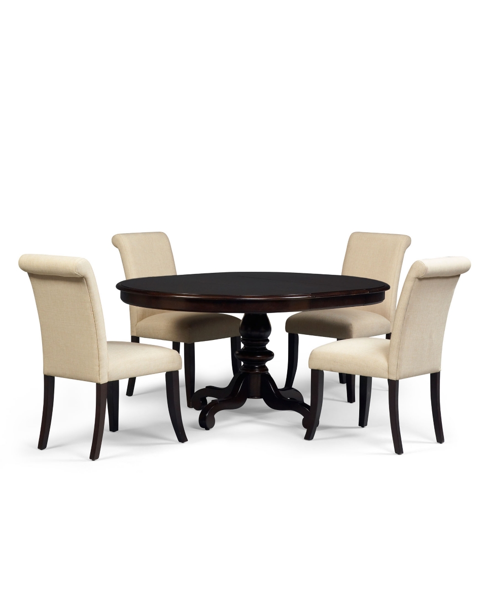 Bradford Dining Room Furniture, 5 Piece Dining Set (Round Table and 4 Upholstered Chairs)   Furniture