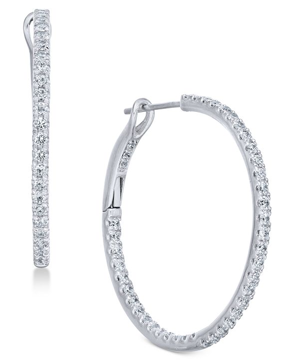 Macy's Diamond Hoop Earrings (1/2 ct. t.w.) in 14k White Gold & Reviews ...