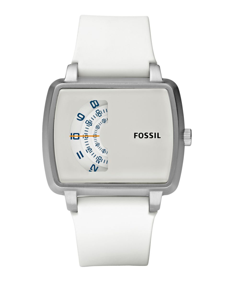Fossil Watch, Mens Roulette White Silicone Strap 33x40mm JR1287