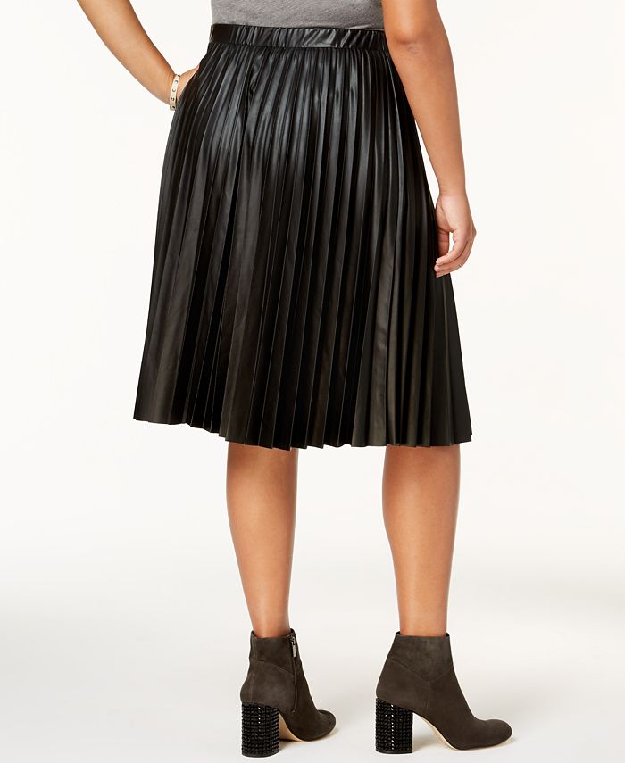 ING Trendy Plus Size Pleated Faux-Leather Skirt & Reviews - Skirts ...
