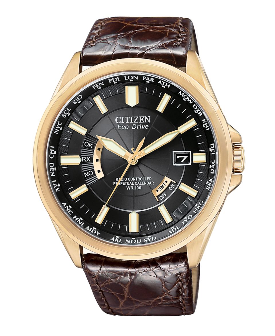 Citizen Watch, Mens Limited Edition World Perpetual Brown Croc
