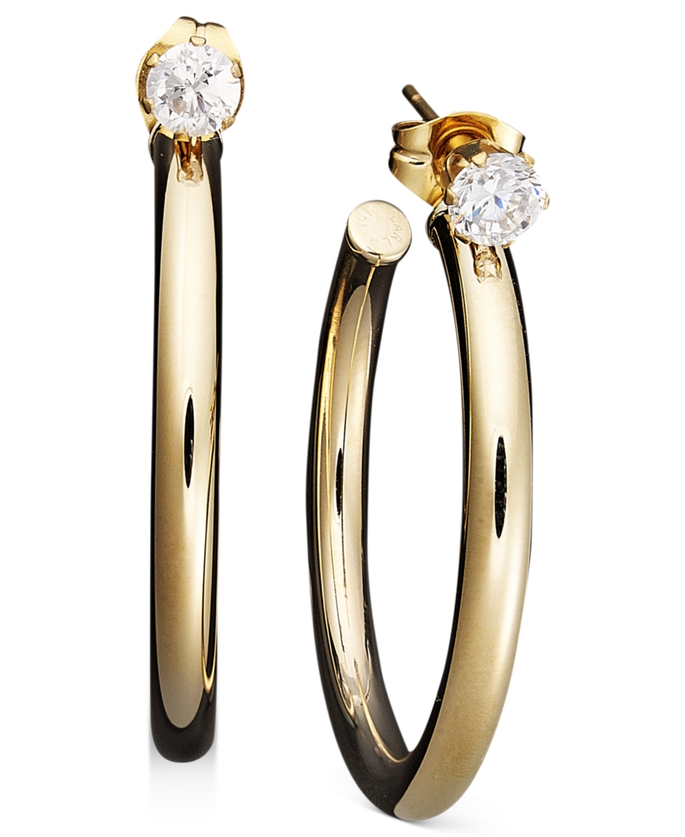 14k Gold Earrings, Cubic Zirconia Tube Hoop (1/2 ct. t.w.)   Earrings