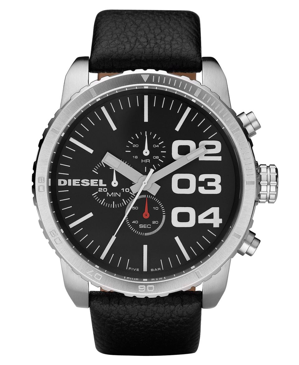 Diesel Watch, Chronograph Brown Leather Strap 58x52mm DZ4210   All