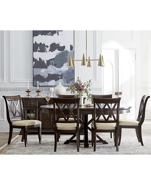 Furniture Baker Street Round Expandable Dining Furniture 7 Pc Set Dining Table 6 Side Chairs Created For Macy S Reviews Furniture Macy S