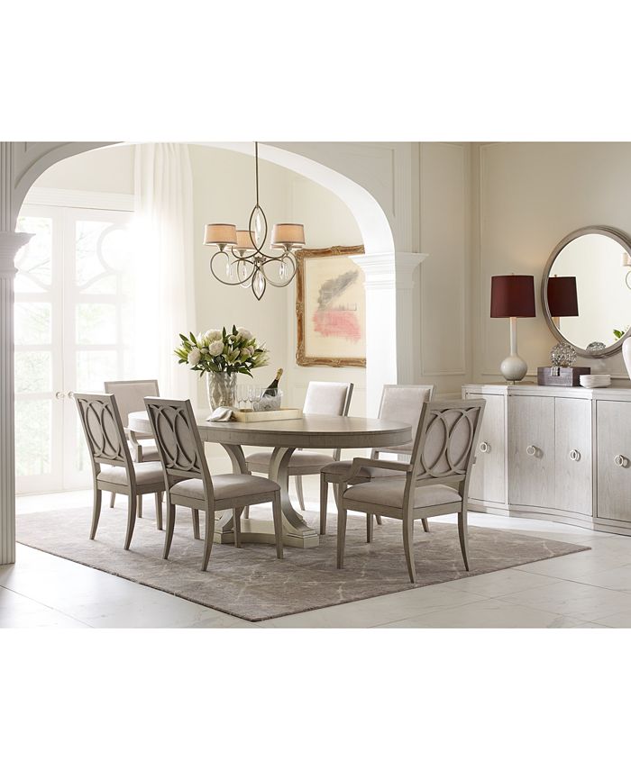 Furniture Rachael Ray Cinema Oval Dining Furniture 7 Pc Set Expandable Dining Table 6 Upholstered Side Chairs Reviews Furniture Macy S