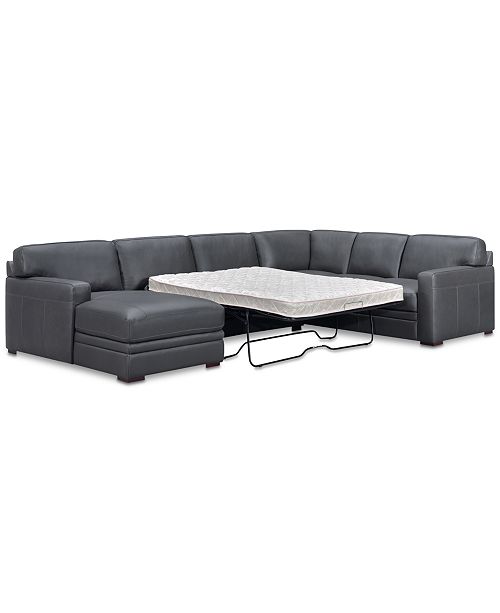 Furniture Avenell 3 Pc Leather Sectional With Full Sleeper Sofa Chaise Created For Macy S Reviews Furniture Macy S