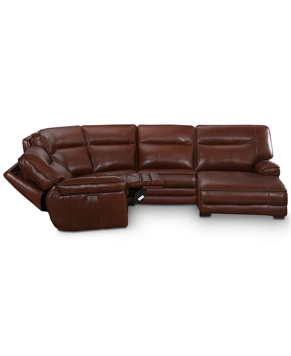 Furniture CLOSEOUT! Myars 5Pc. Leather Chaise Sectional Sofa With 1