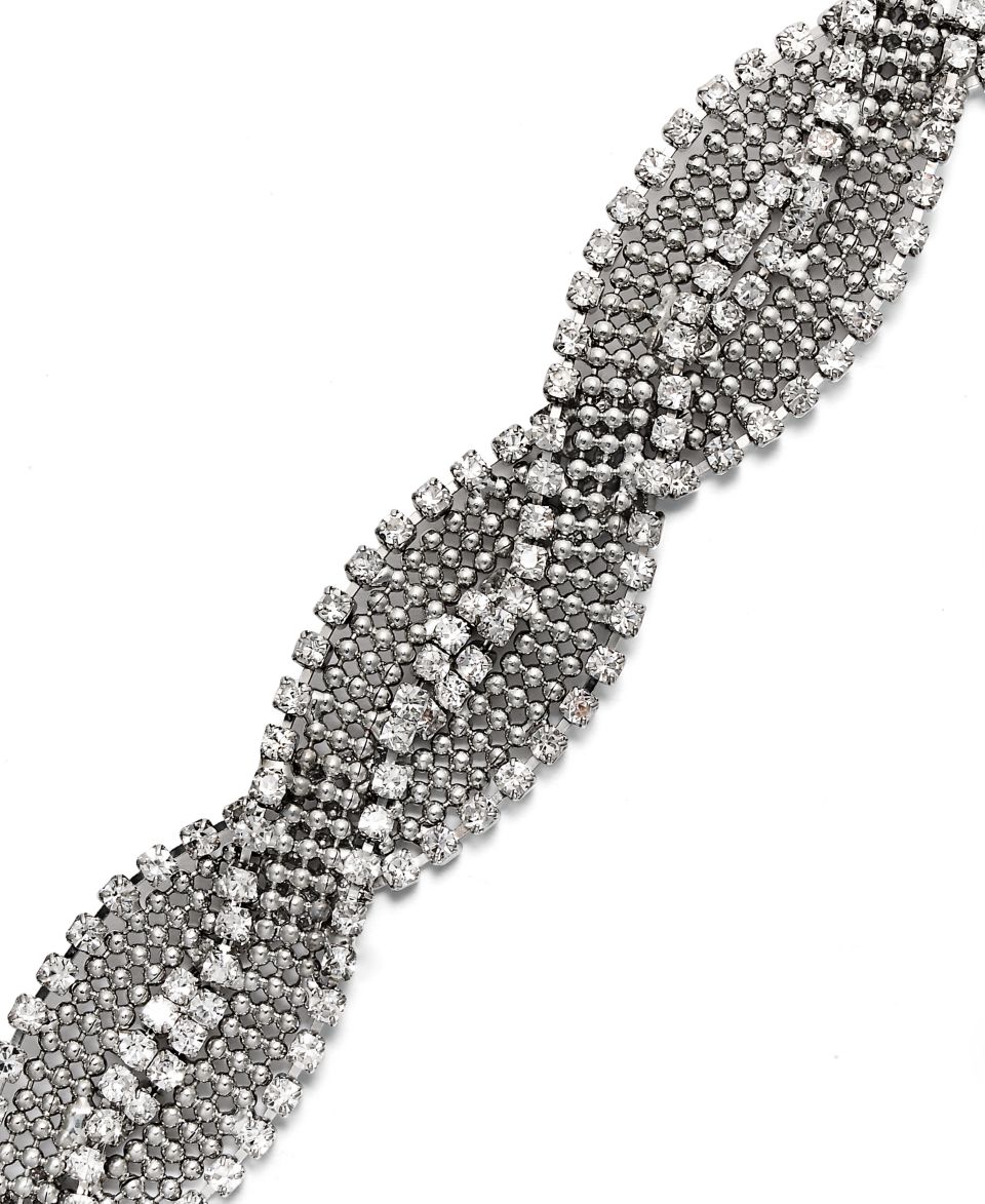 Alfani Bracelet, Hematite Tone Braided Crystal   Fashion Jewelry