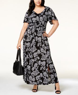 plus size flutter sleeve maxi dress