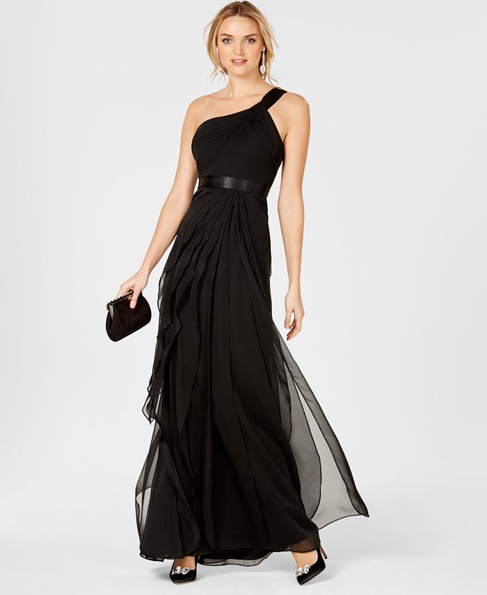 Adrianna Papell One-Shoulder Tiered Chiffon Gown & Reviews - Dresses ...