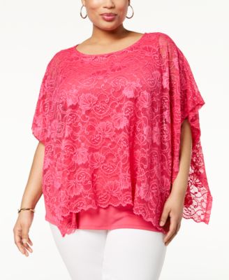 plus size lace overlay top