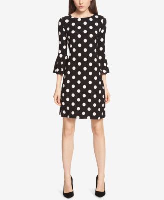 polka dot bell sleeve dress