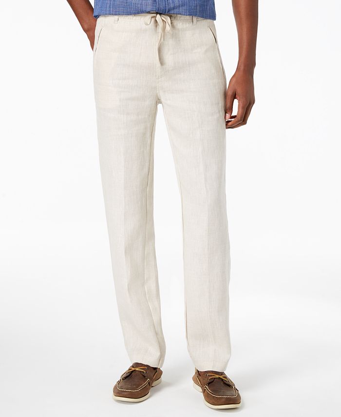 Tasso Elba Men's Drawstring Linen Pants, Created for Macy's & Reviews ...