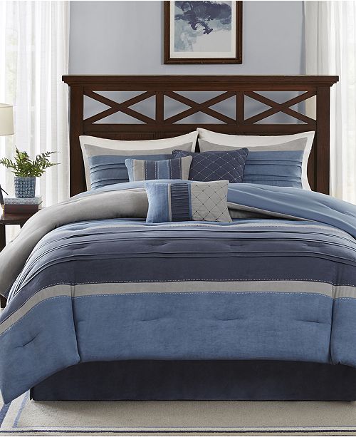 Madison Park Collins 7 Pc Faux Suede Queen Comforter Set Reviews Bed In A Bag Bed Bath Macy S