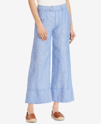 petite striped linen pants