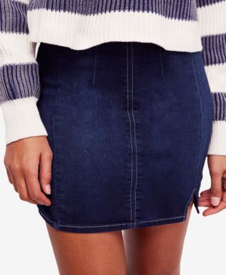 pull on stretch denim skirt