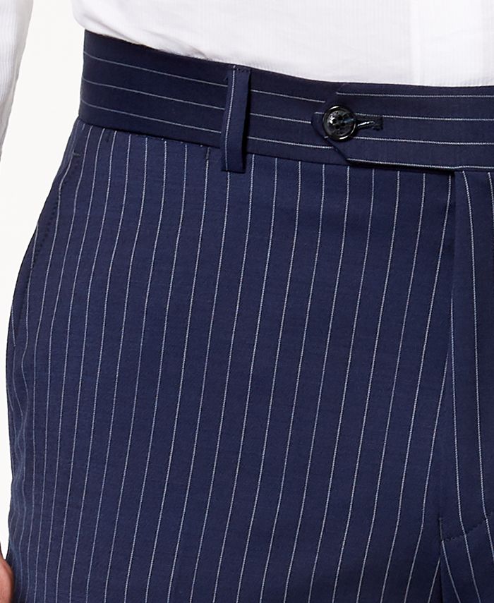 Tommy Hilfiger Men's Modern-Fit TH Flex Stretch Navy Pinstripe Suit ...