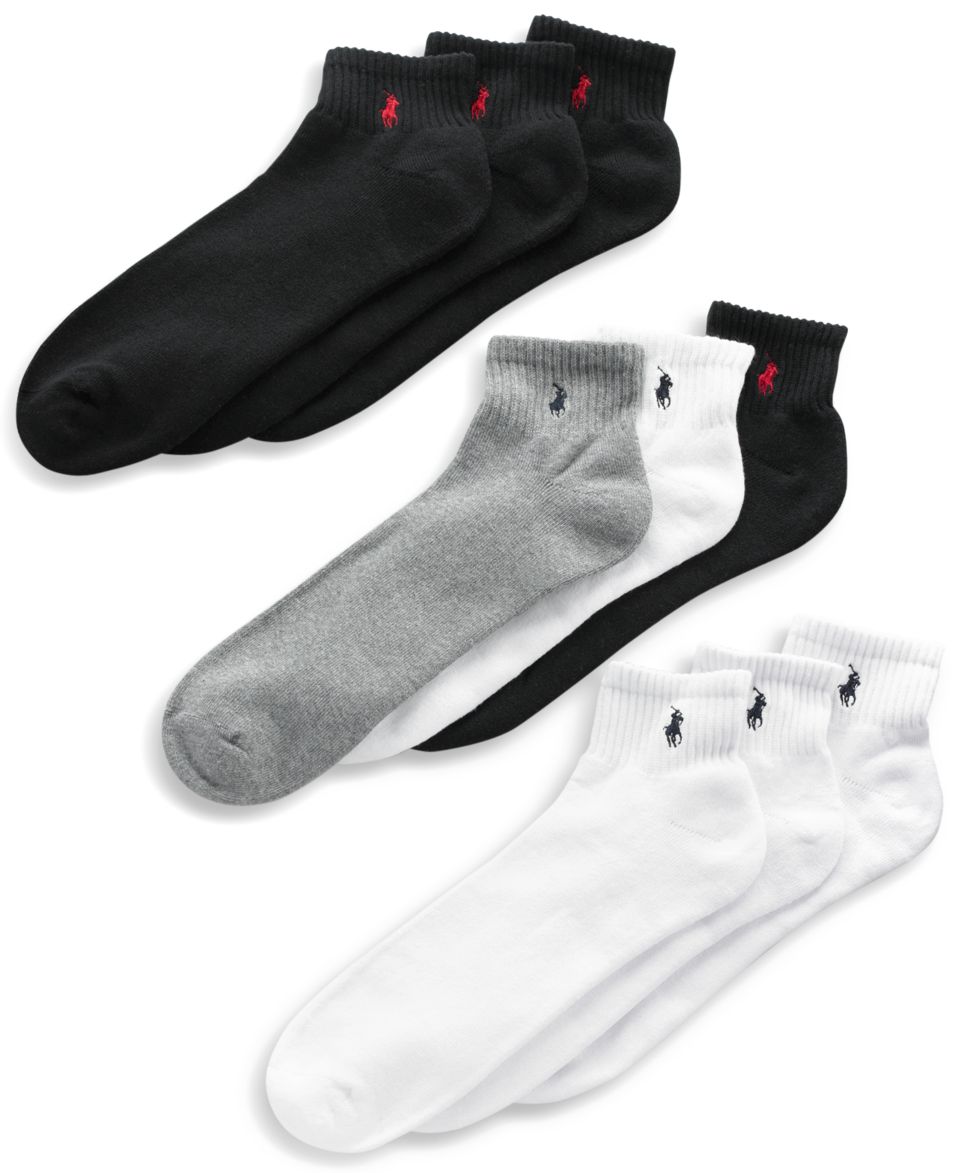 Polo Ralph Lauren Socks, Athletic Big Polo Player Sole Socks 3 Pack