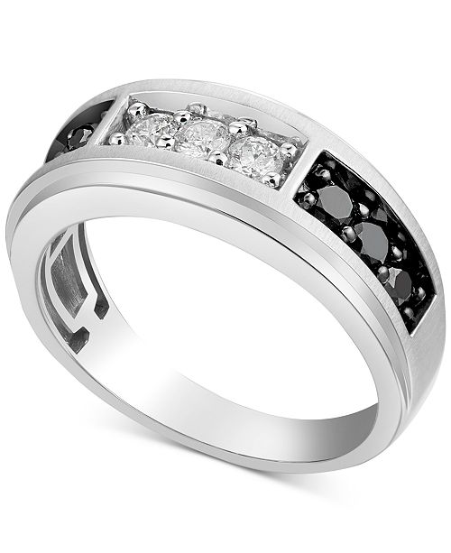 Macy S Men S Diamond Band 1 Ct T W In 10k White Gold Reviews Rings Jewelry Watches Macy S