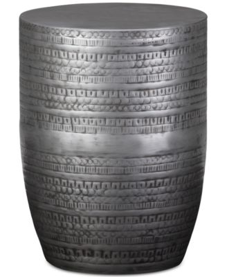 Металлический акцентный столик Simpli Home Johnsen шириной 15 дюймов с племенным рисунком из старинного серебристого железа в сборе