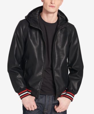 tommy hilfiger faux leather bomber jacket