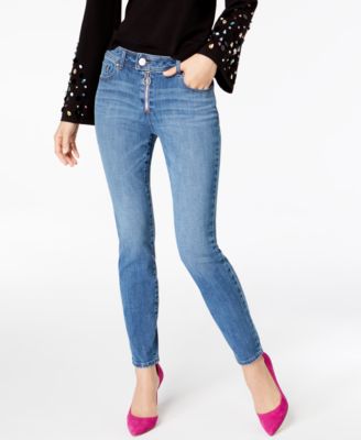 exposed zipper jeans