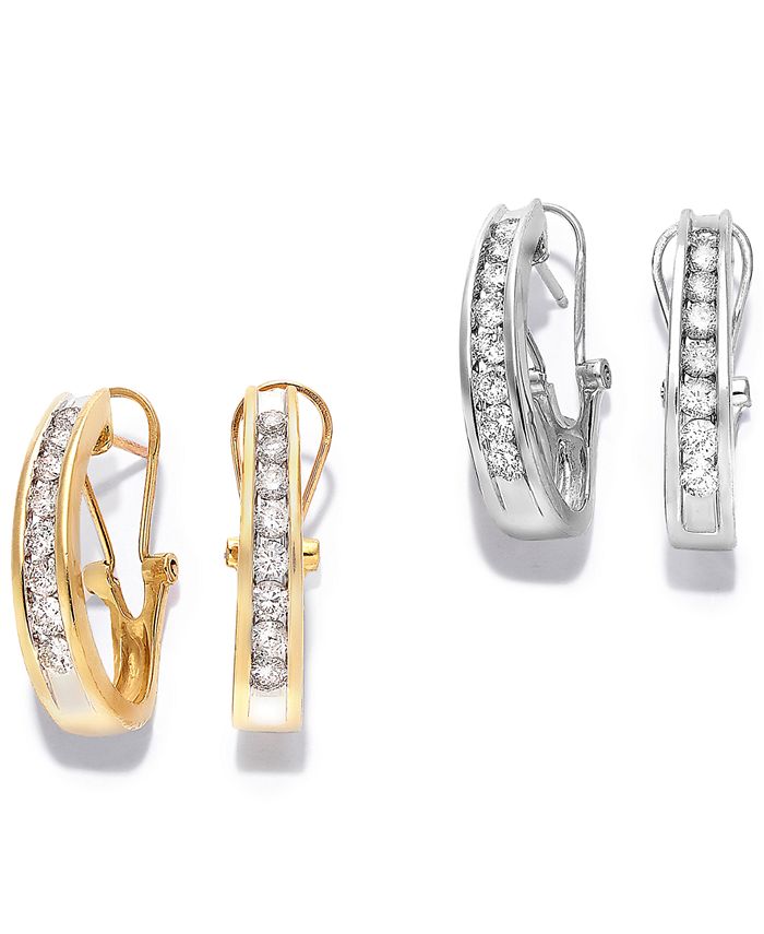 Macy's Diamond J Hoop Earrings (1 ct. t.w.) in 10k Gold, White Gold or