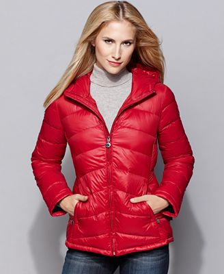 Calvin Klein Coat, Packable Short Quilted Down Puffer - Coats - Women ...