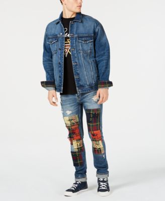 patchwork skinny jeans mens