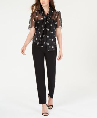 macys polka dot blouse