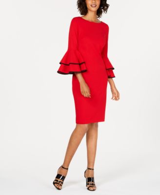 macy's calvin klein bell sleeve dress